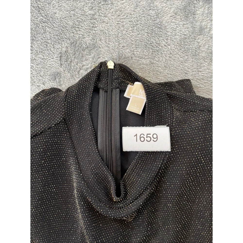 MICHAEL KORS Women's Copper Glitter Dress Long Sleeve Size L Stretchy